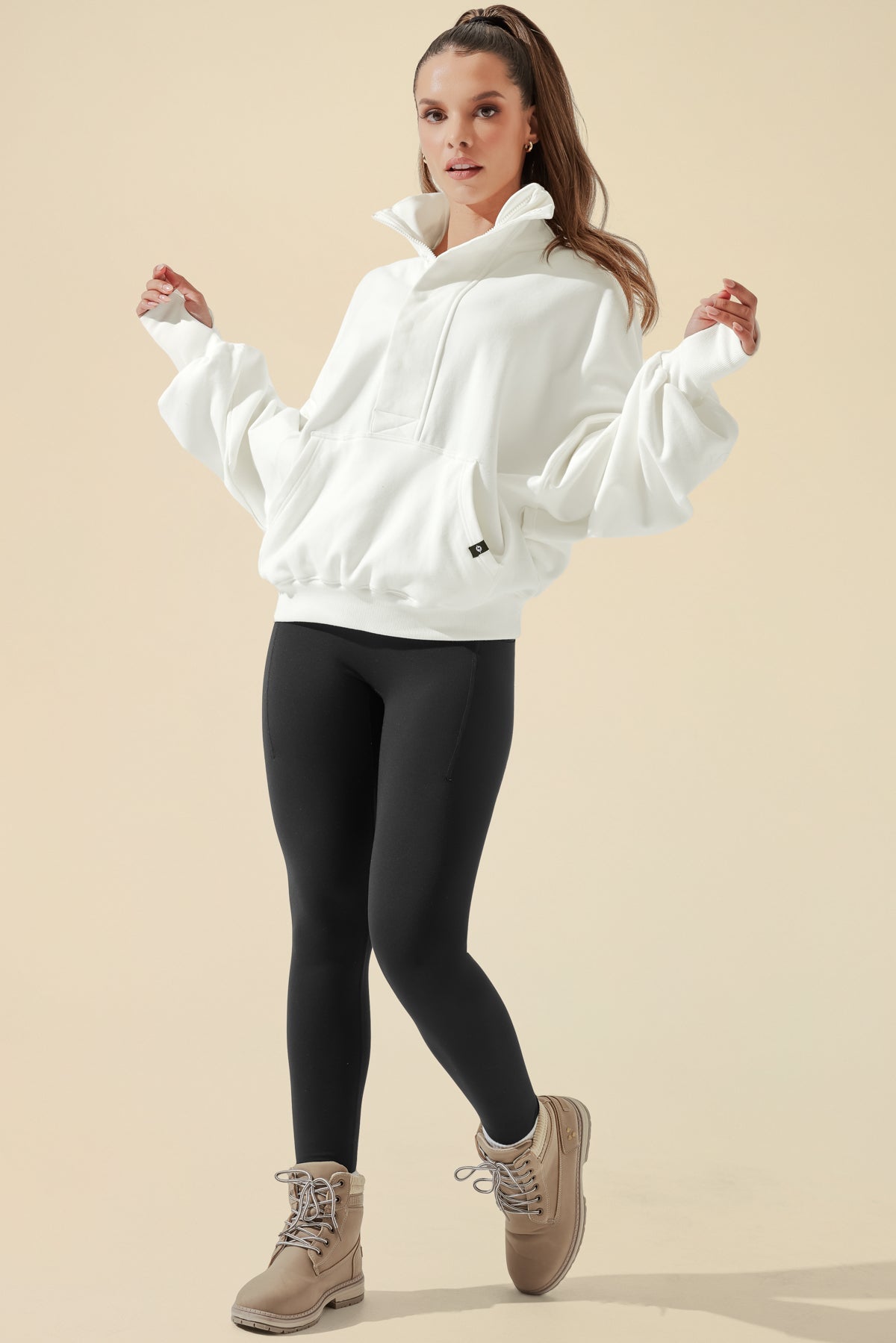 Ooey Gooey Half Zip Sweater - Almond Milk