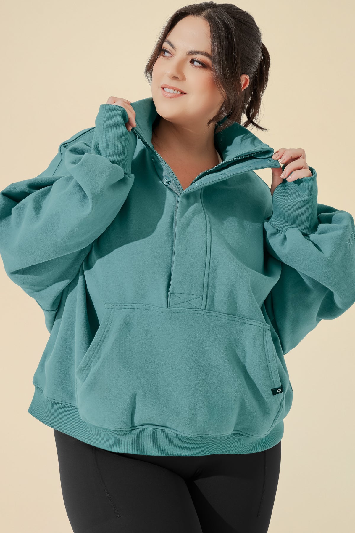 Ooey Gooey Half Zip Sweater - Turquoise