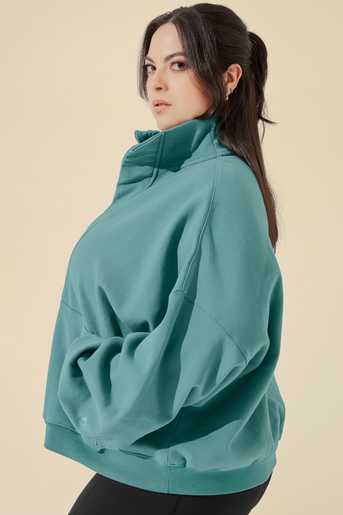 Ooey Gooey Half Zip Sweater - Turquoise
