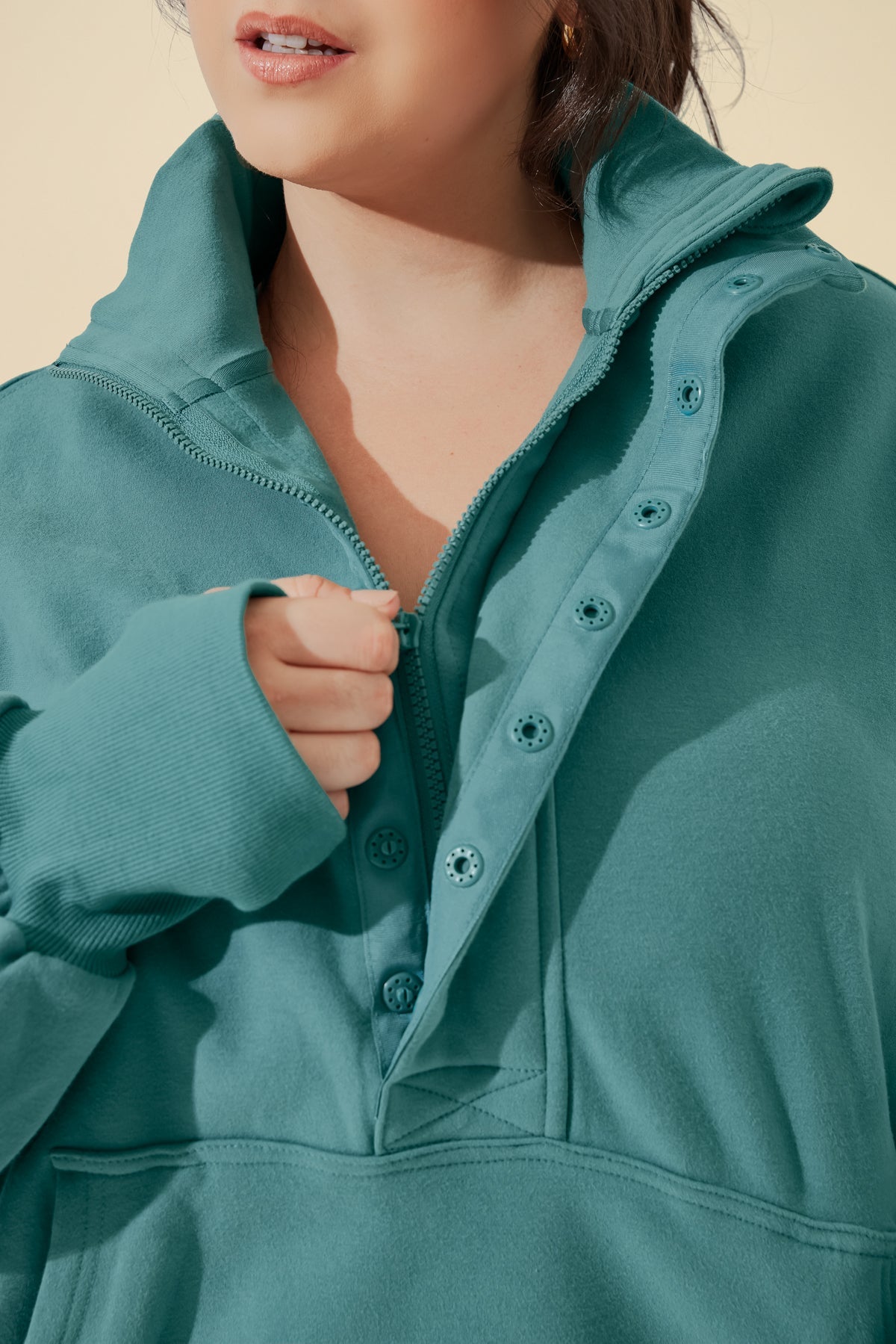 Ooey Gooey Half Zip Sweater - Turquoise