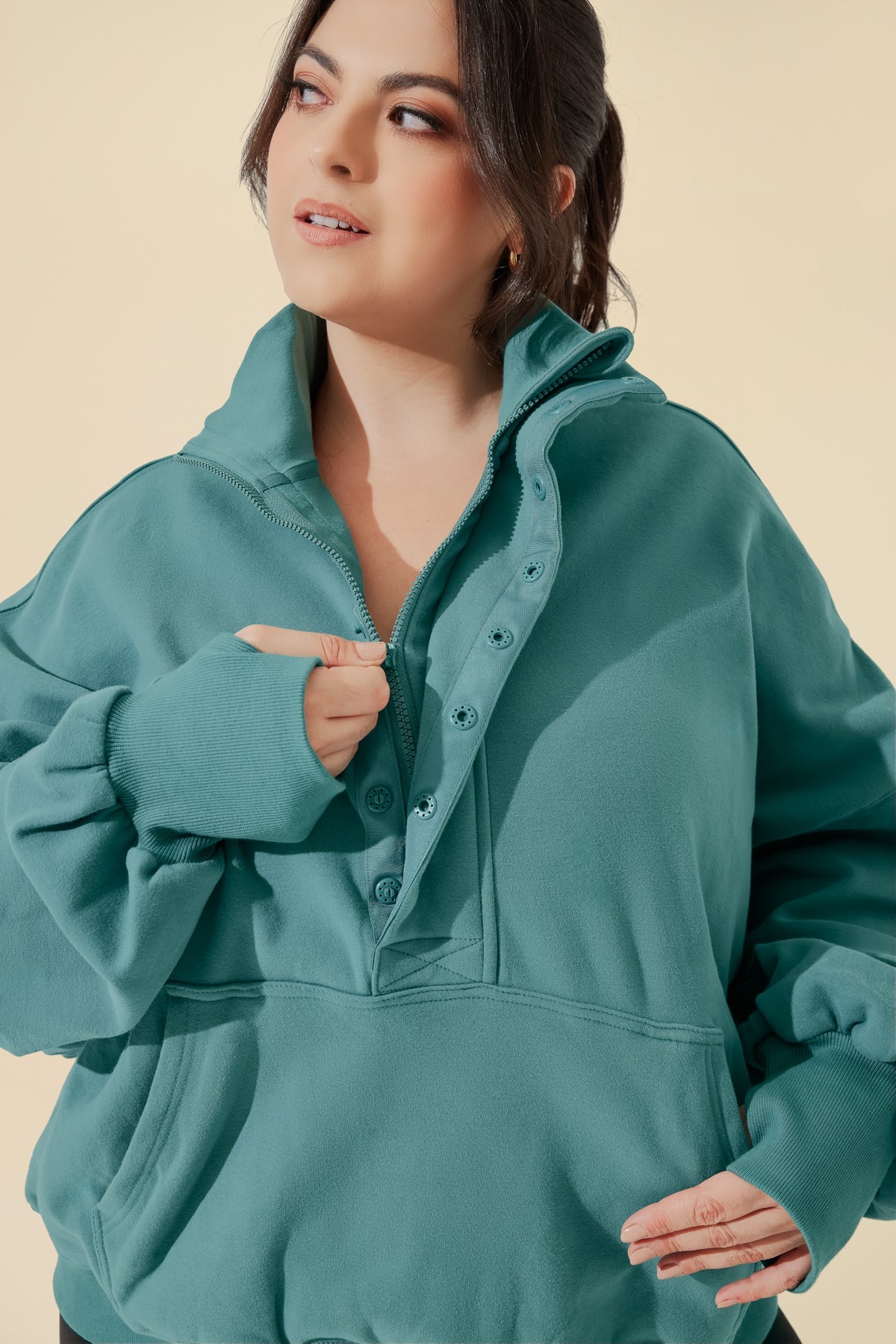 Ooey Gooey Half Zip Sweater - Turquoise