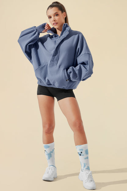 Ooey Gooey Half Zip Sweater - Blue Dusk