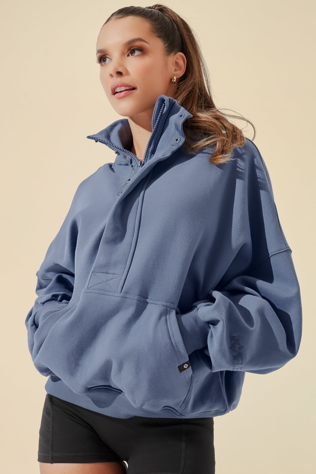Ooey Gooey Half Zip Sweater - Blue Dusk