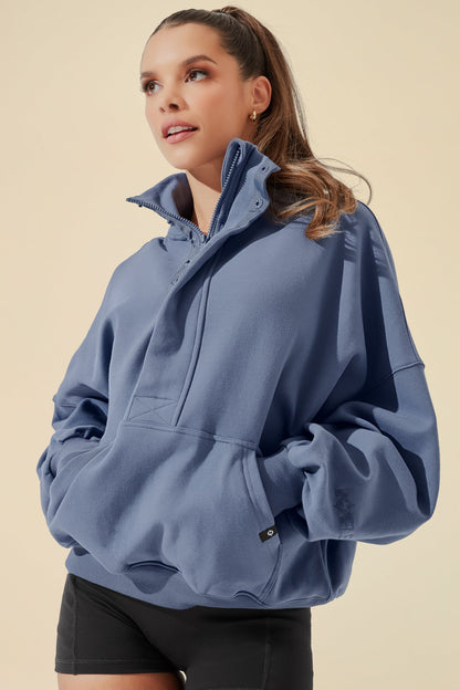Ooey Gooey Half Zip Sweater - Blue Dusk