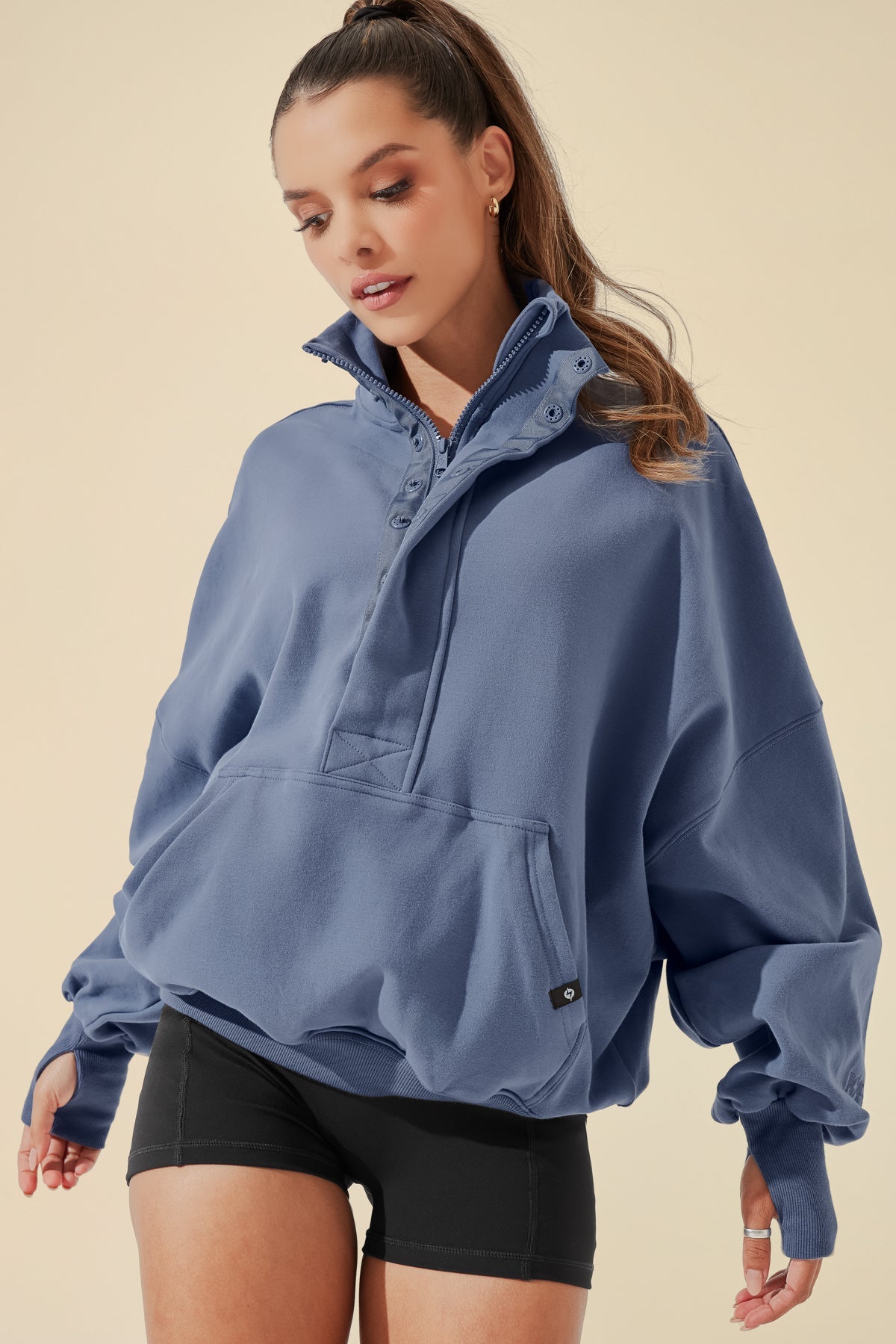 Ooey Gooey Half Zip Sweater - Blue Dusk