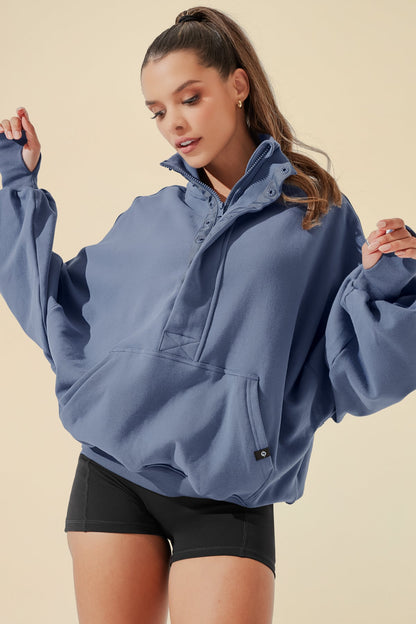 Ooey Gooey Half Zip Sweater - Blue Dusk