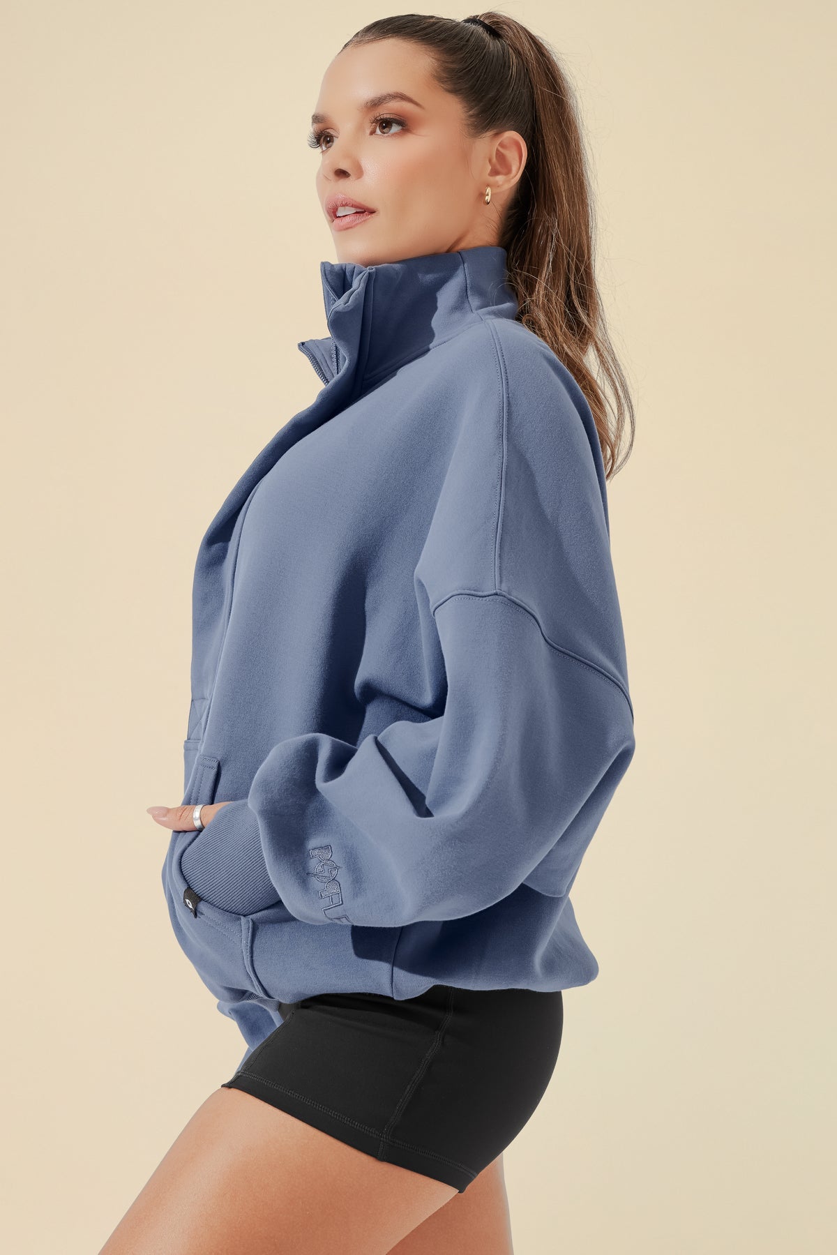 Ooey Gooey Half Zip Sweater - Blue Dusk