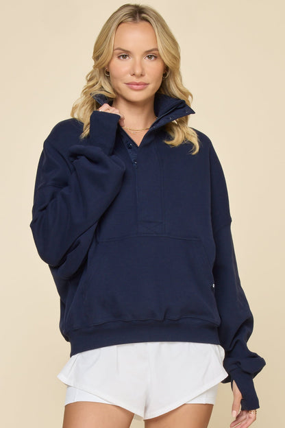 Ooey Gooey Half Zip Sweater - Cosmic Navy
