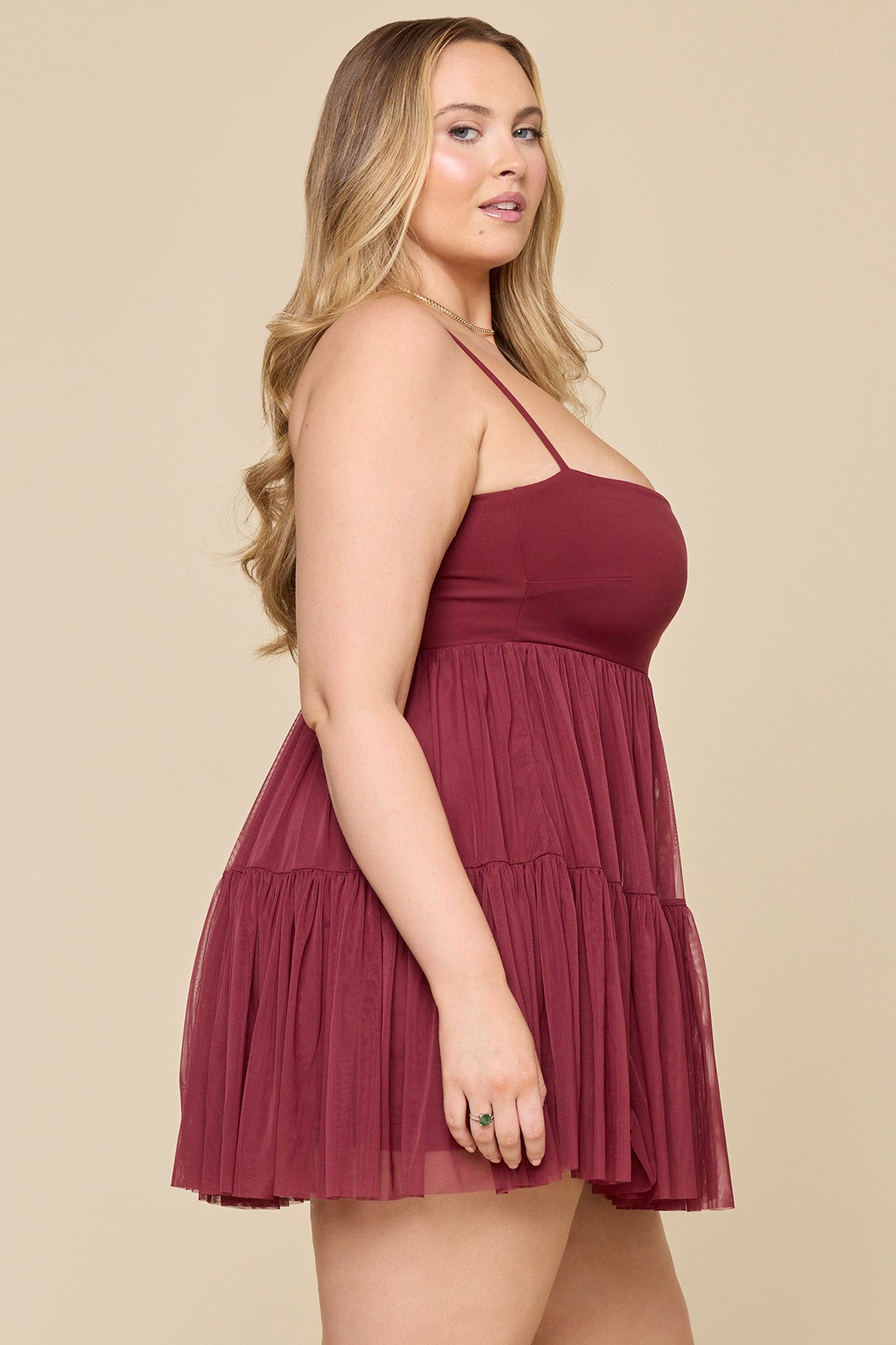 Pirouette Babydoll Dress - Crimson