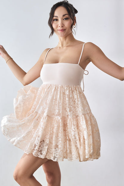 Lace Pirouette Babydoll Dress - Tutu Pink