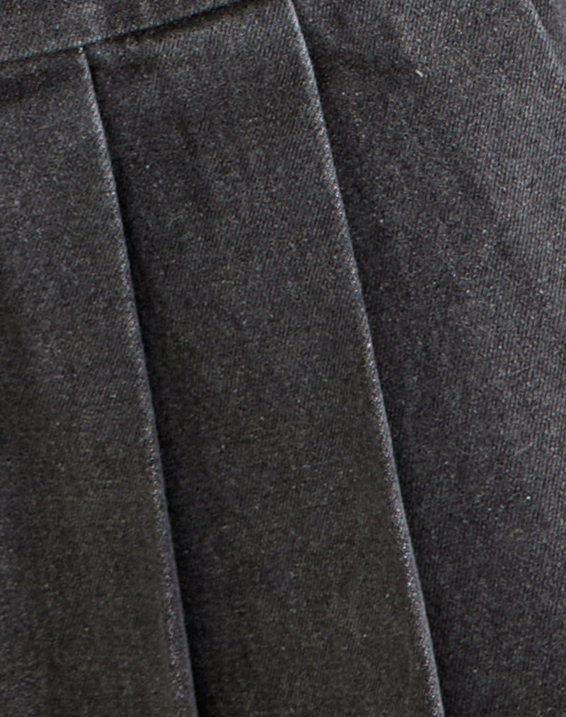Casna Pleated Mini Skirt in Denim Grey Wash