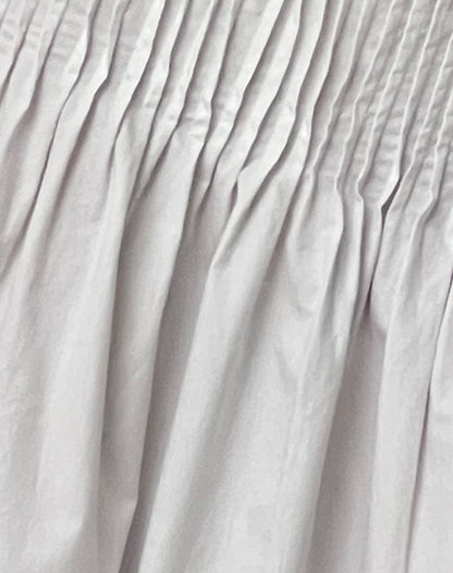 Asada Pleated Waist Midi Skirt in Poplin White