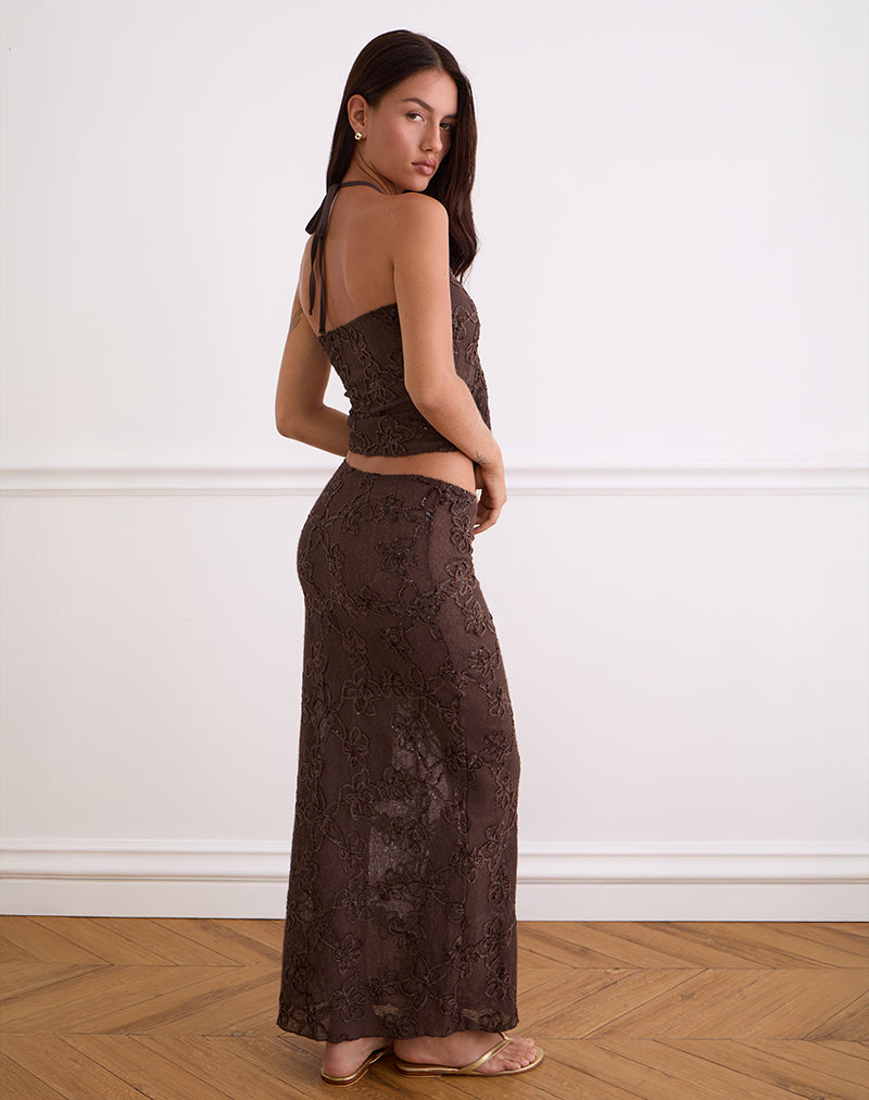 Alphia Maxi Skirt in Dark Brown