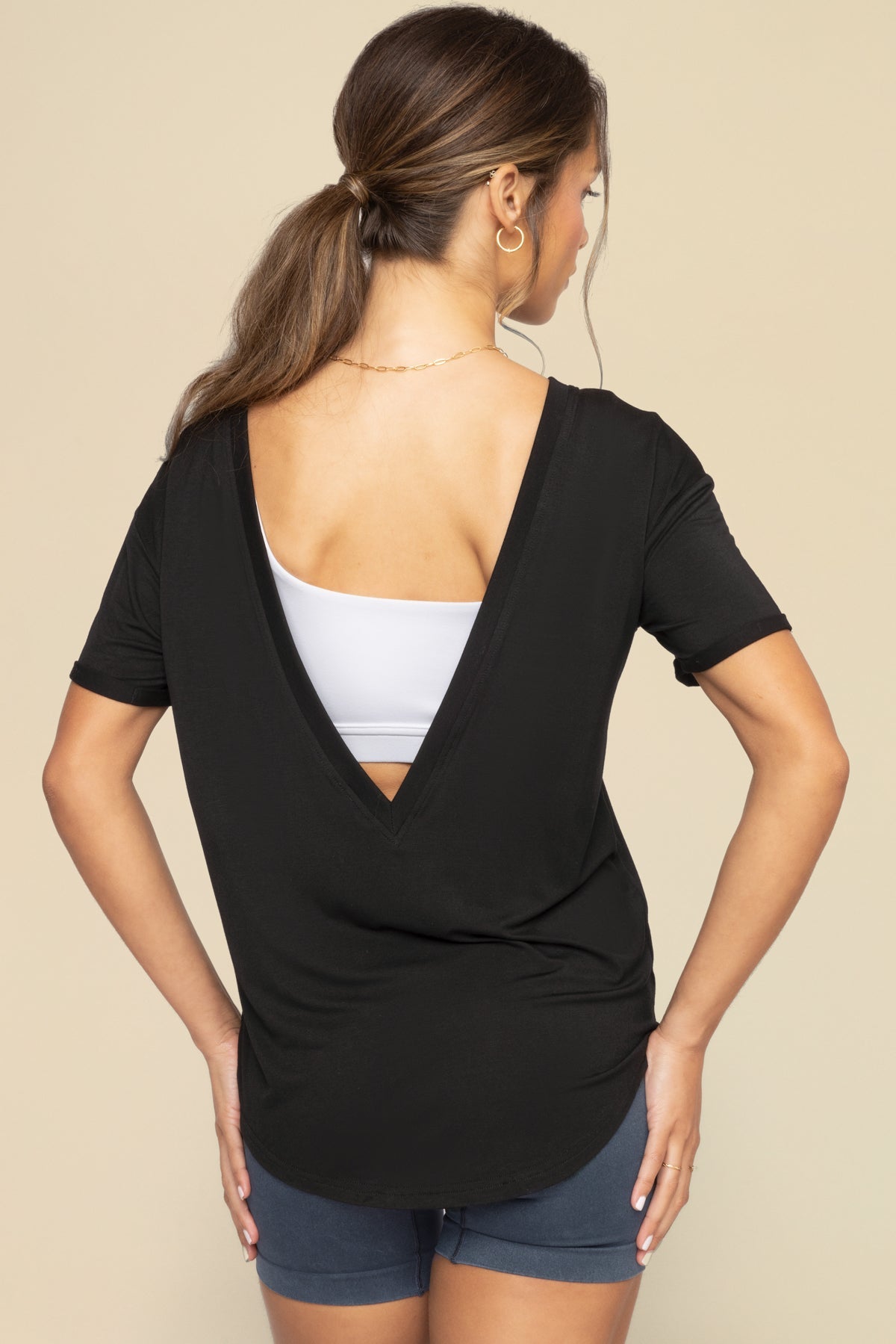 Reversible Deep V Tee - Black