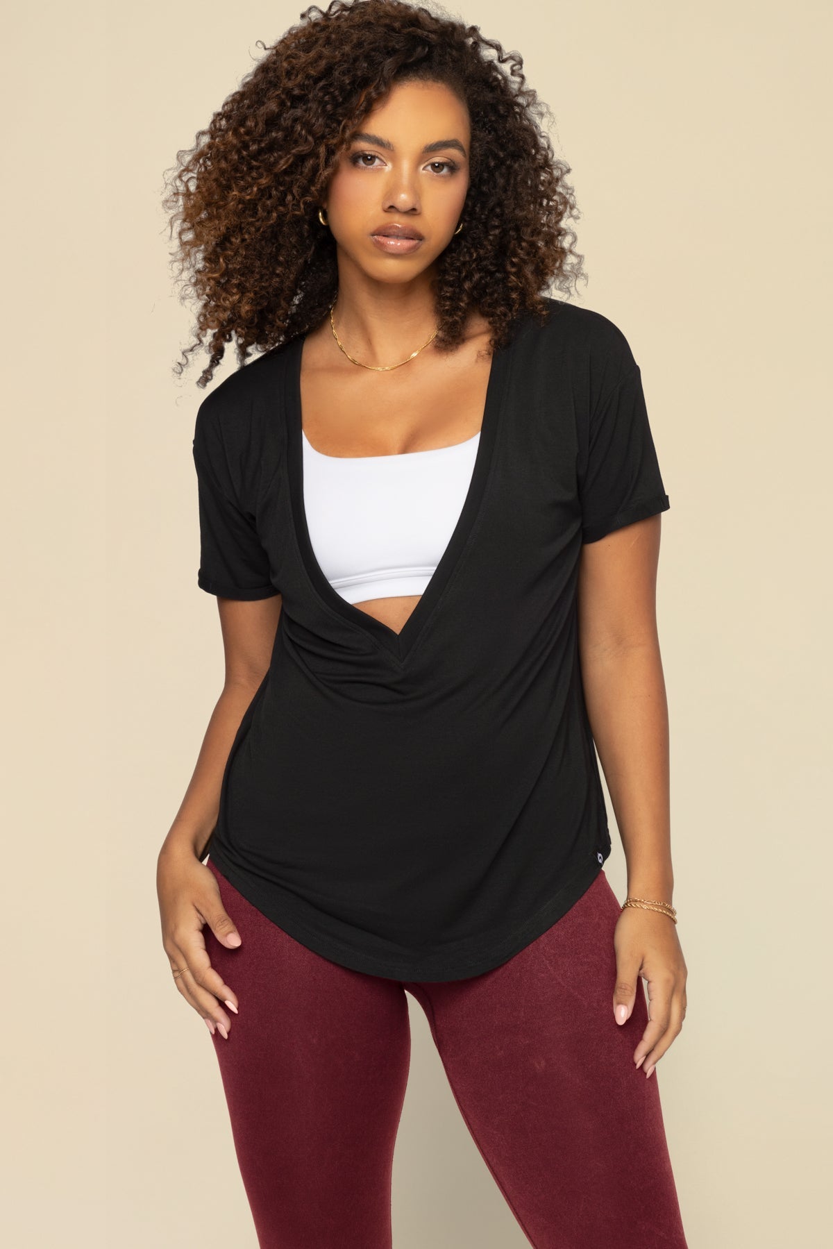 Reversible Deep V Tee - Black