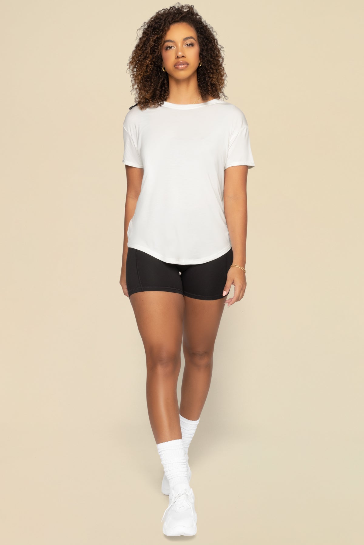 Reversible Deep V Tee - Cream