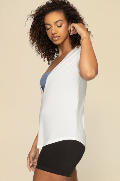 Reversible Deep V Tee - Cream