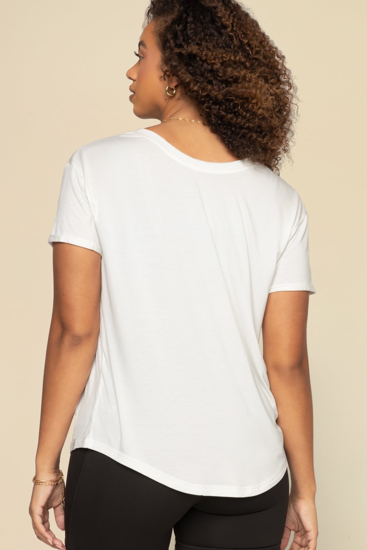 Reversible Deep V Tee - Cream