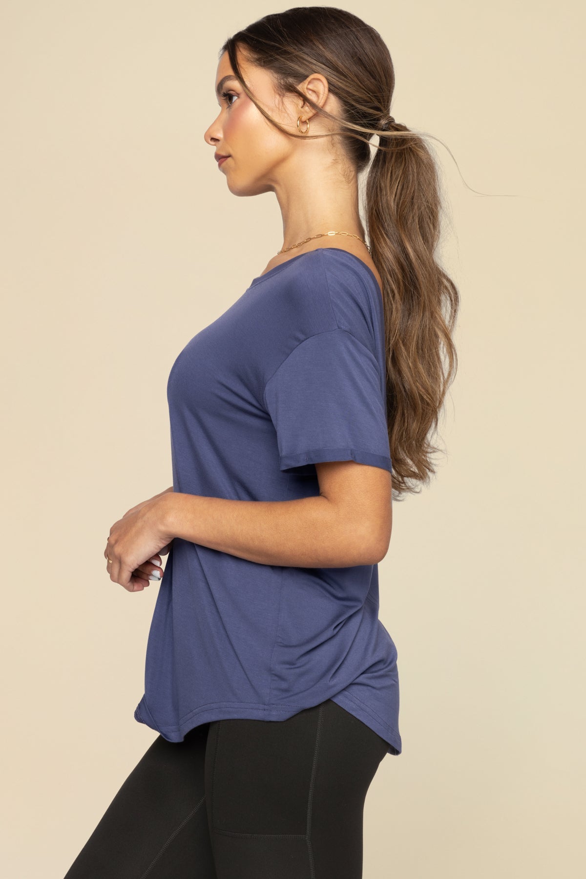 Reversible Deep V Tee - Nightshade Blue