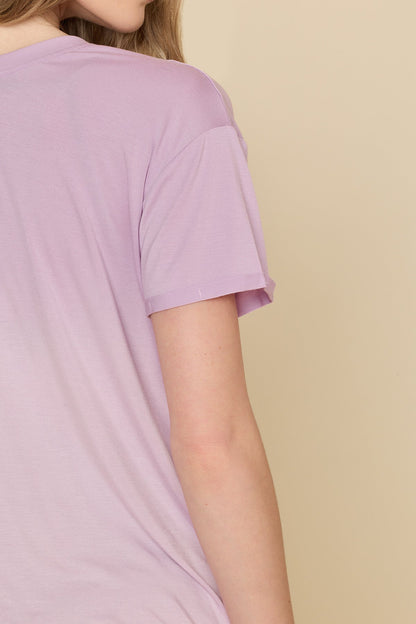 Reversible Deep V Tee - Pastel Orchid