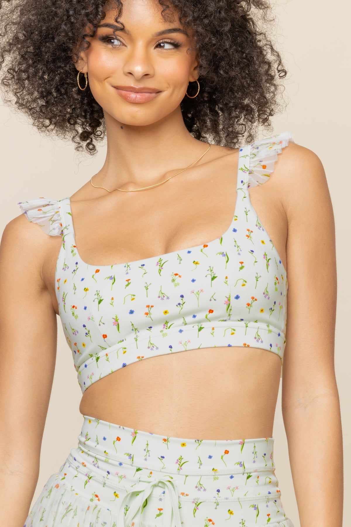 Romance Mesh Ruffle Bra  - Meadow