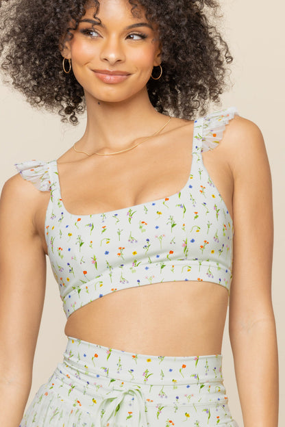 Romance Mesh Ruffle Bra  - Meadow