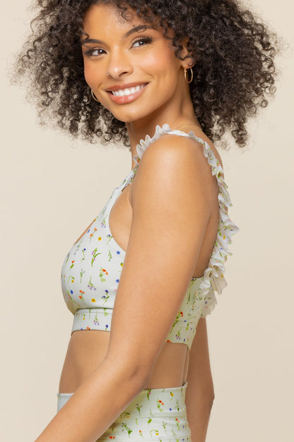 Romance Mesh Ruffle Bra  - Meadow