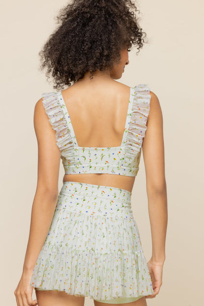 Romance Mesh Ruffle Bra  - Meadow