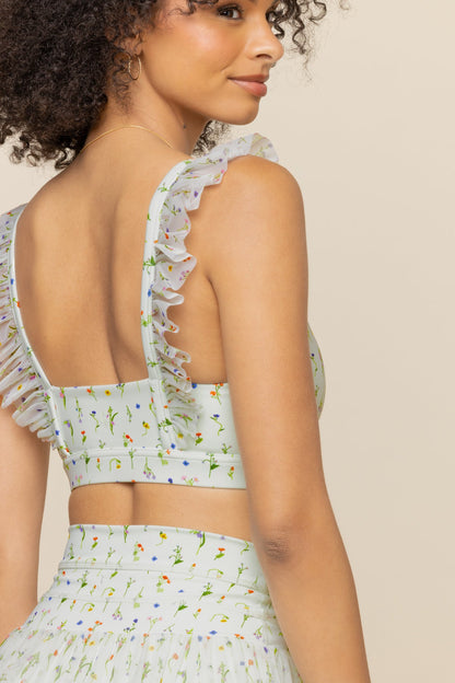 Romance Mesh Ruffle Bra  - Meadow