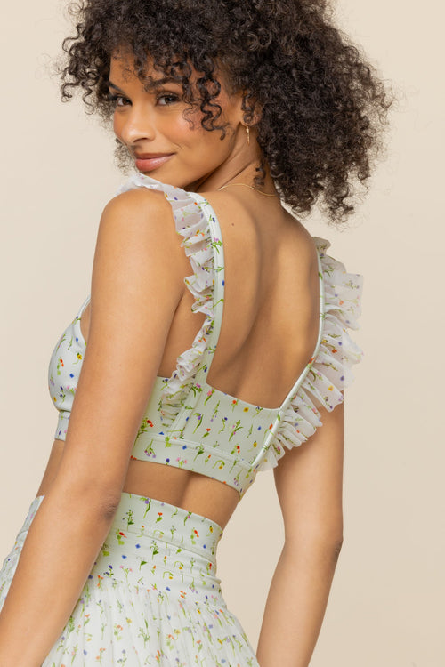 Romance Mesh Ruffle Bra  - Meadow