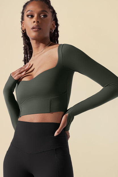 Sweetheart Long Sleeve Crop Top - Forestwood
