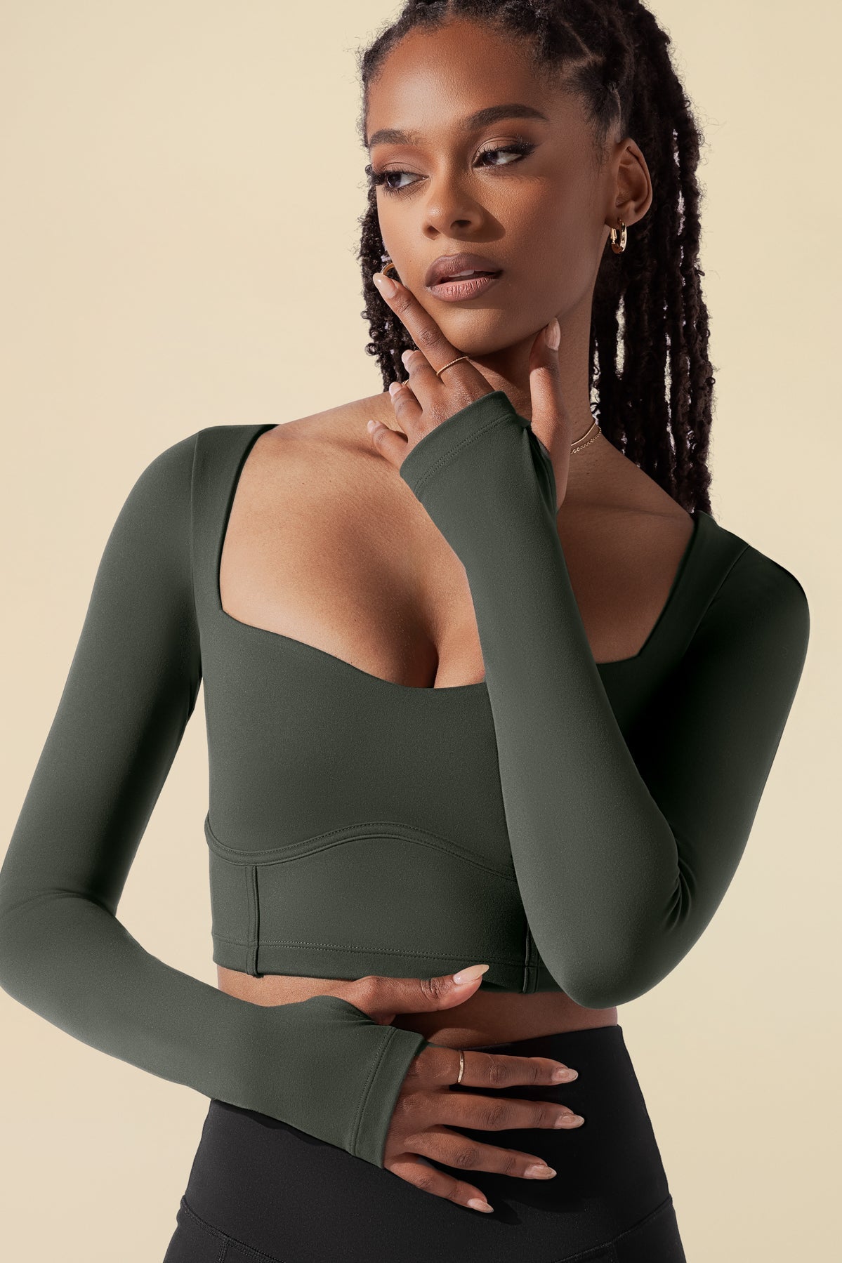 Sweetheart Long Sleeve Crop Top - Forestwood