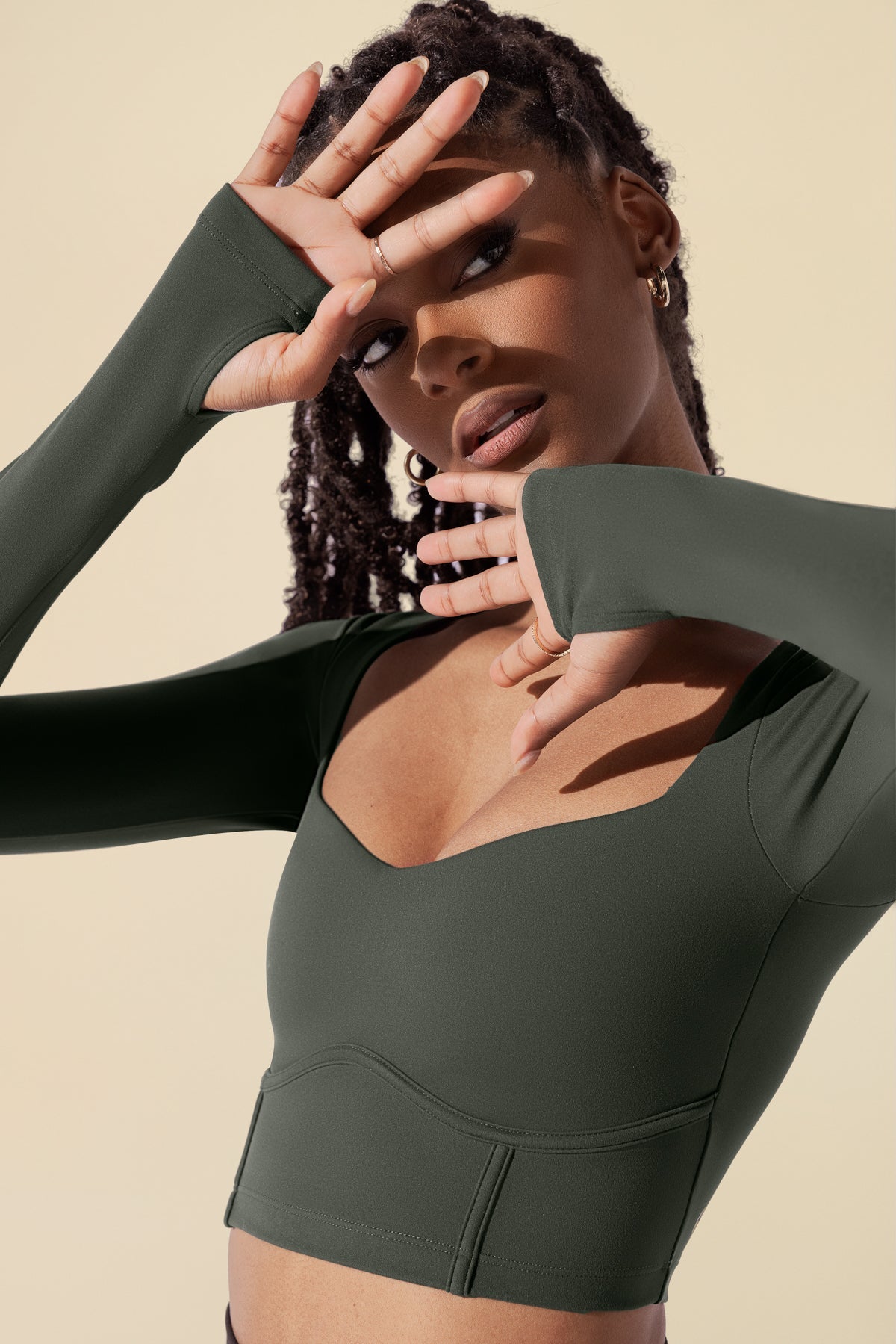 Sweetheart Long Sleeve Crop Top - Forestwood