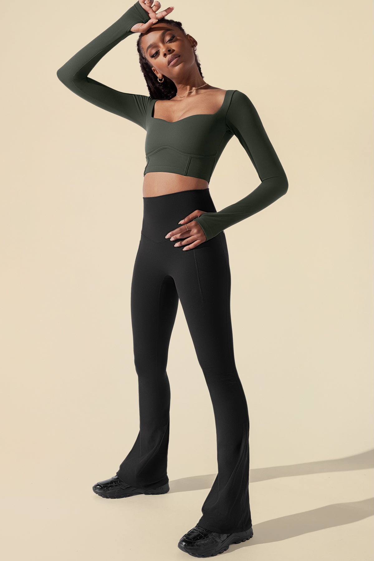 Sweetheart Long Sleeve Crop Top - Forestwood