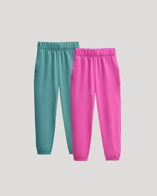 Girls Stormcloud & Electric Fuchsia Relaxed Joggers 2-Pack