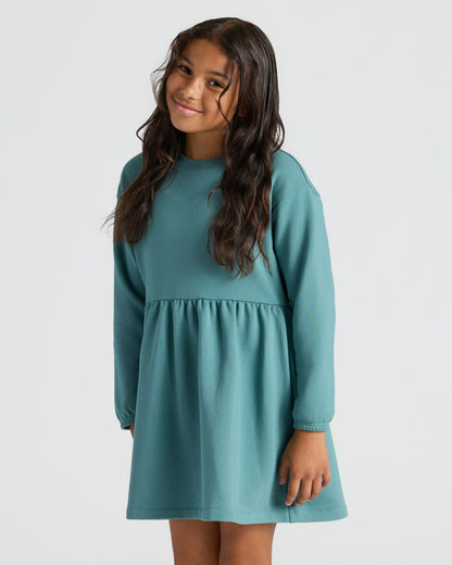 Girls Stormcloud Long Sleeve Fleece Dress