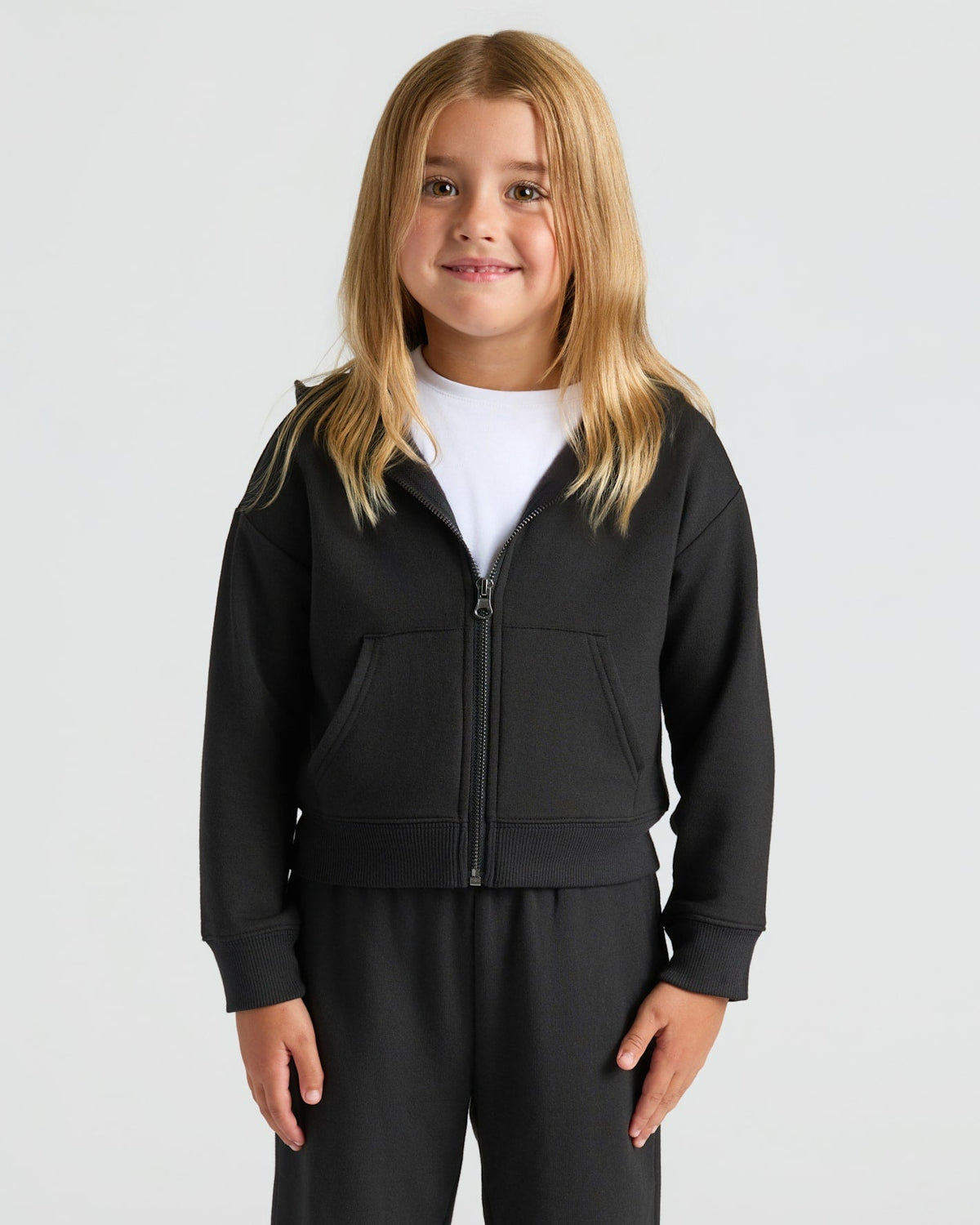 Girls Black & Deep Emerald Cropped Zip Hoodie 2-Pack
