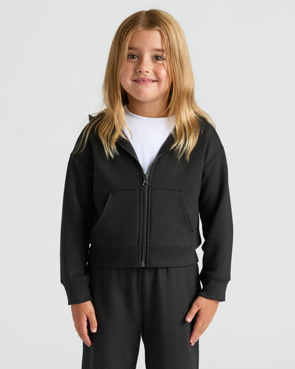 Girls Black & Deep Emerald Cropped Zip Hoodie 2-Pack
