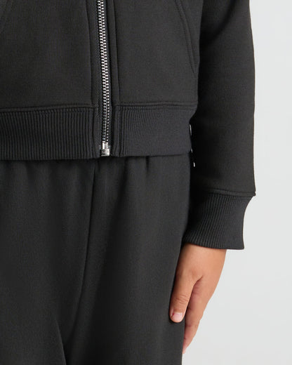 Girls Black & Dark Maroon Cropped Zip Hoodie 2-Pack