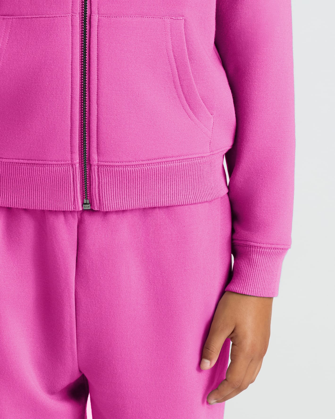 Girls Electric Fuchsia Cropped Zip Hoodie