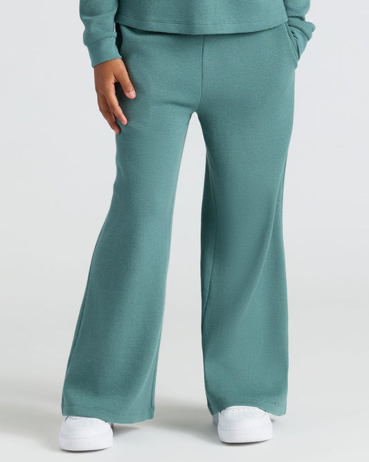 Girls Stormcloud Waffle Wide Leg Pants