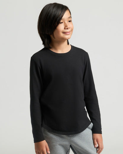 Boys' Classic Long Sleeve Curved Hem Crew Neck 6-Pack