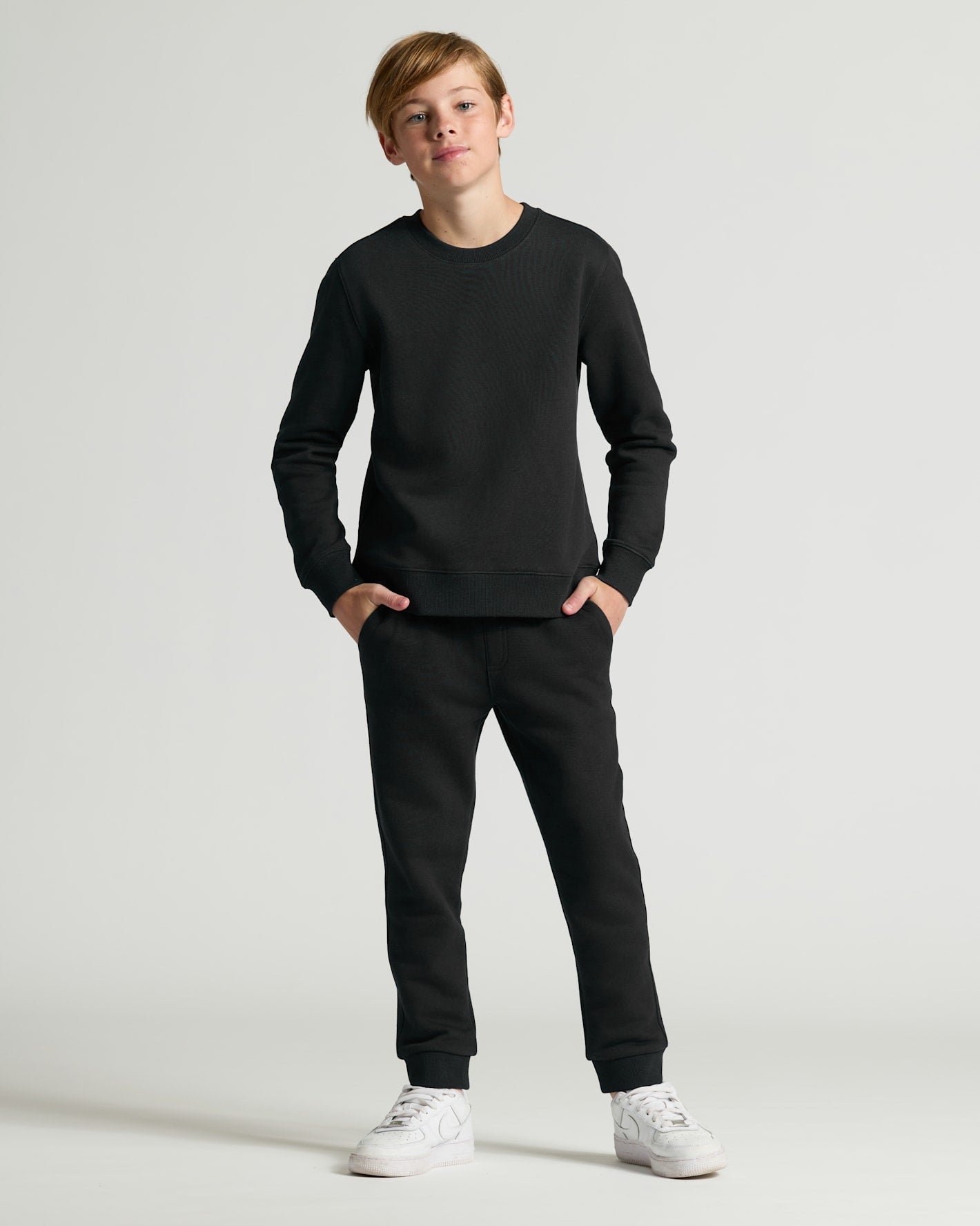 Boys' All Black Fleece Crew Neck 2-Pack
