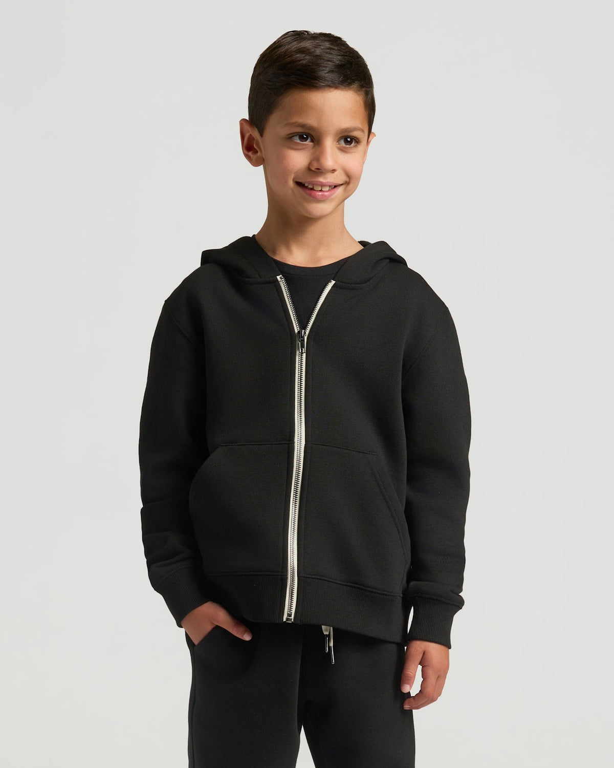 Boys' Black Fleece Full Zip Hoodie