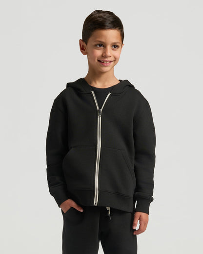Boys' Black Fleece Full Zip Hoodie