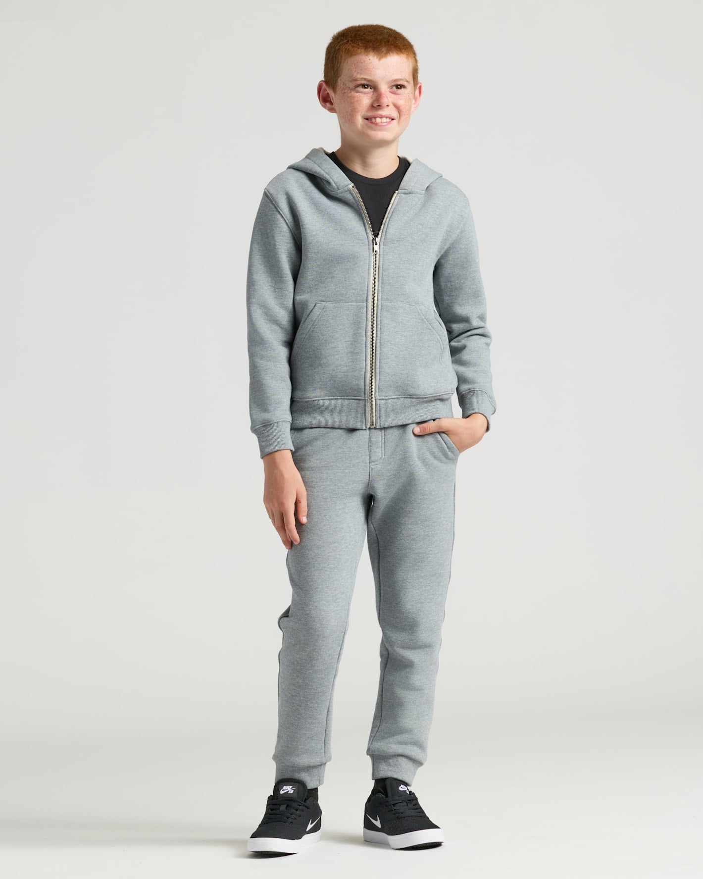 Boys Medium Heather Gray Full Zip Fleece Hoodie & Jogger 2-Pack