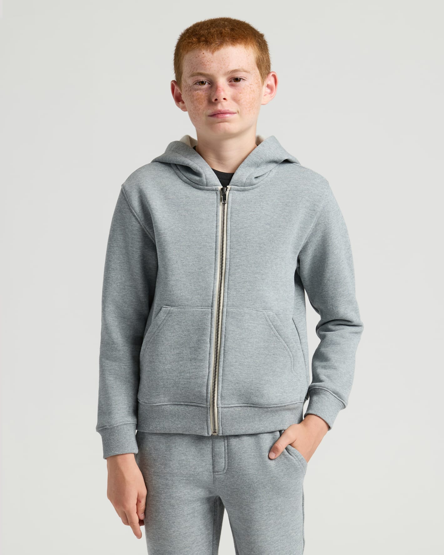 Boys Medium Heather Gray Full Zip Fleece Hoodie & Jogger 2-Pack