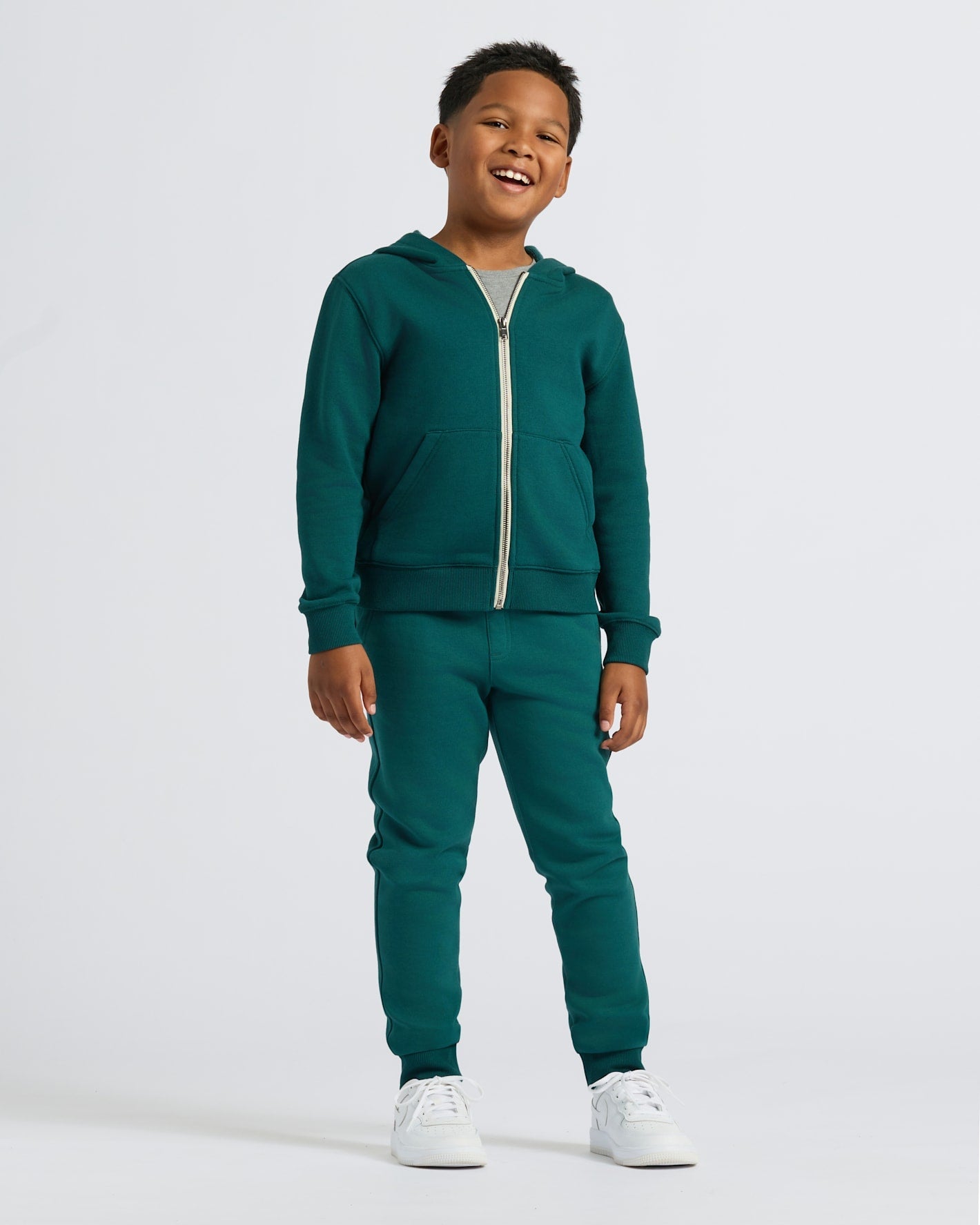 Boys Deep Emerald Full Zip Fleece Hoodie & Jogger 2-Pack