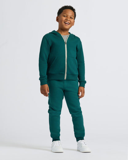 Boys Deep Emerald Full Zip Fleece Hoodie & Jogger 2-Pack