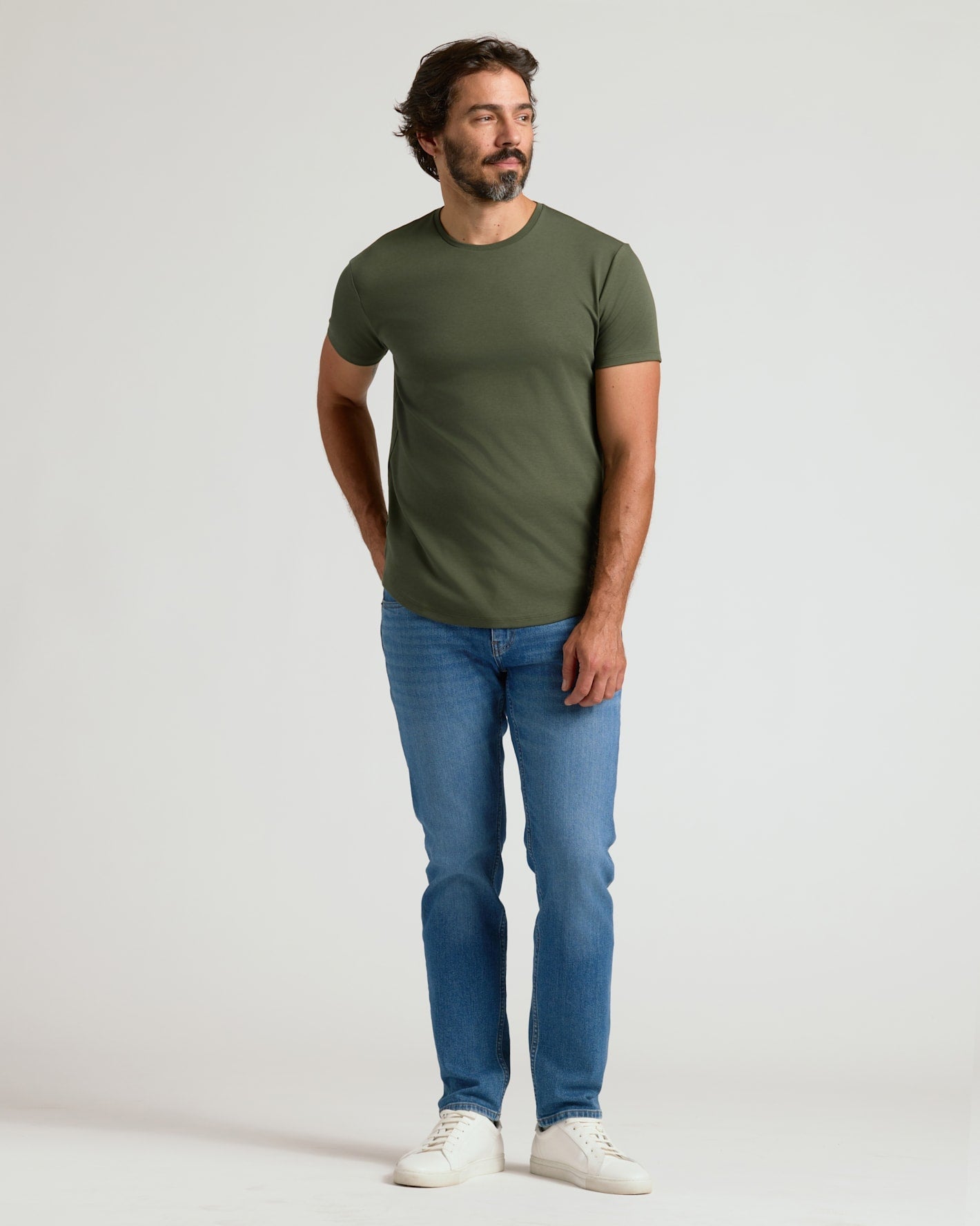 Grove Pima Cotton Blend Curved Hem Crew